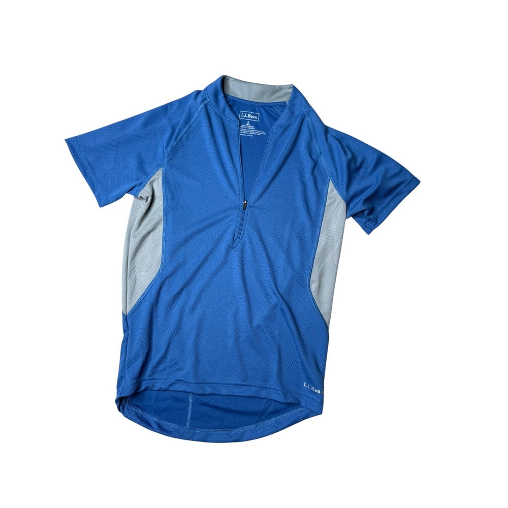 LL Bean AIRTEK Technology Mens‎ Blue Short Sleeve Half Zip Pullover Shirt